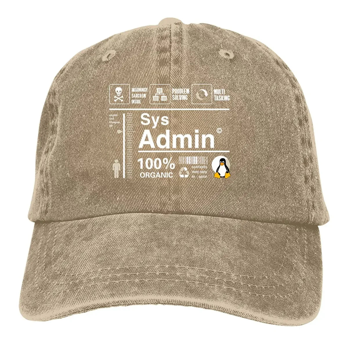 Linux Kit Infographic Sys Admin Penguin Baseball Cap Men Hats Women