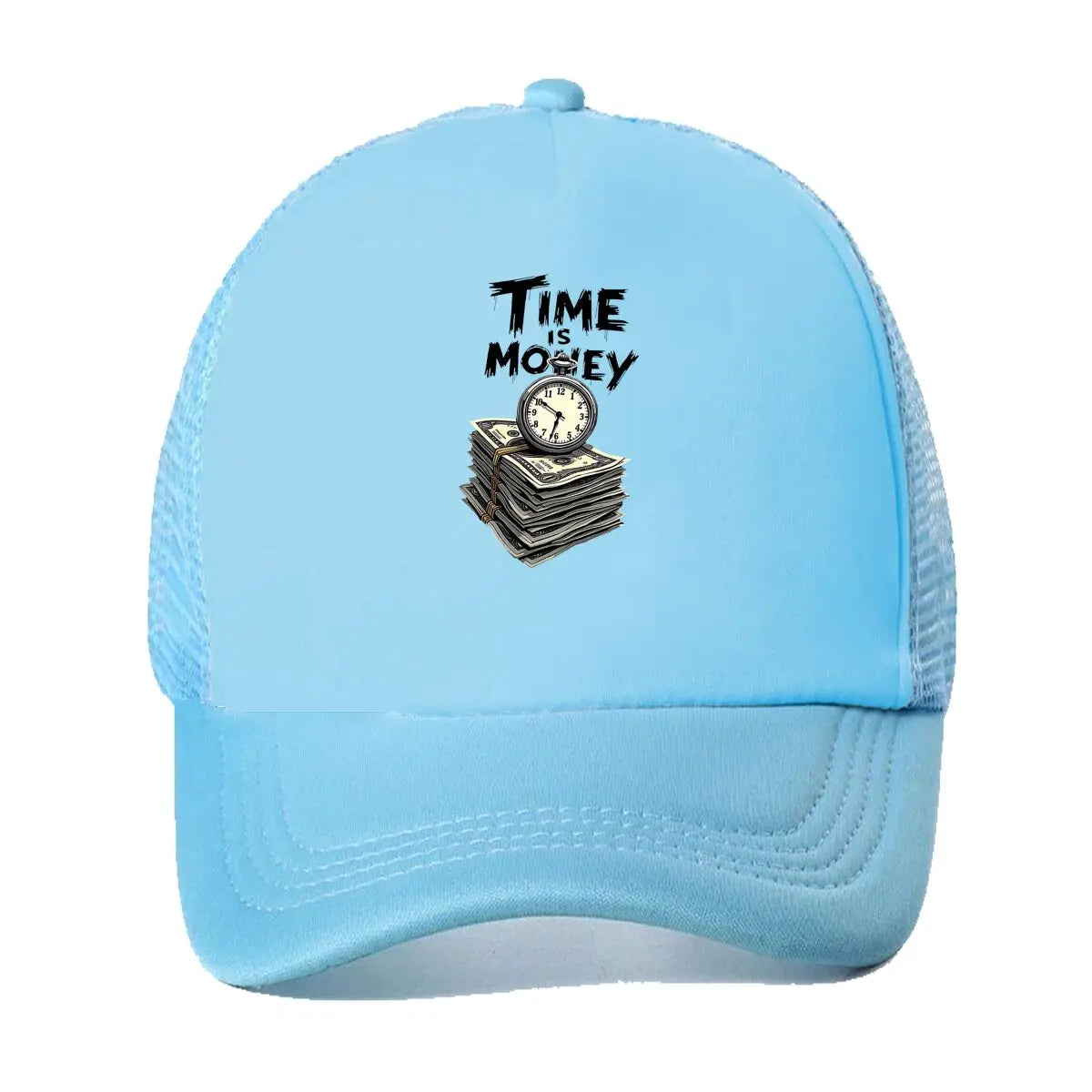 Time Is Money Graphic Oversized 2026 Mesh Baseball Cap