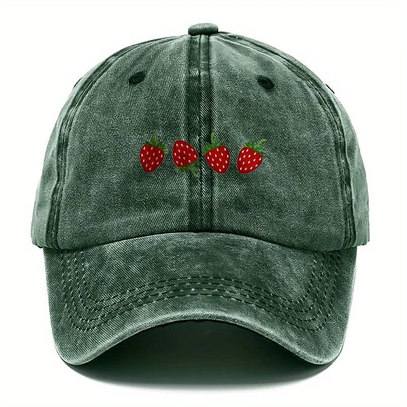Strawberry Printed Baseball Cap, Fashionable Duckbill Cap for Both Men and Women