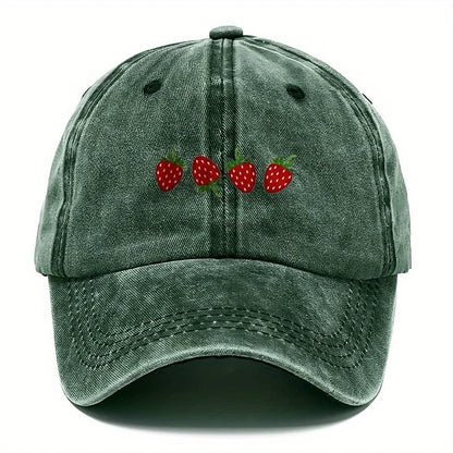 Strawberry Printed Baseball Cap, Fashionable Duckbill Cap for Both Men and Women