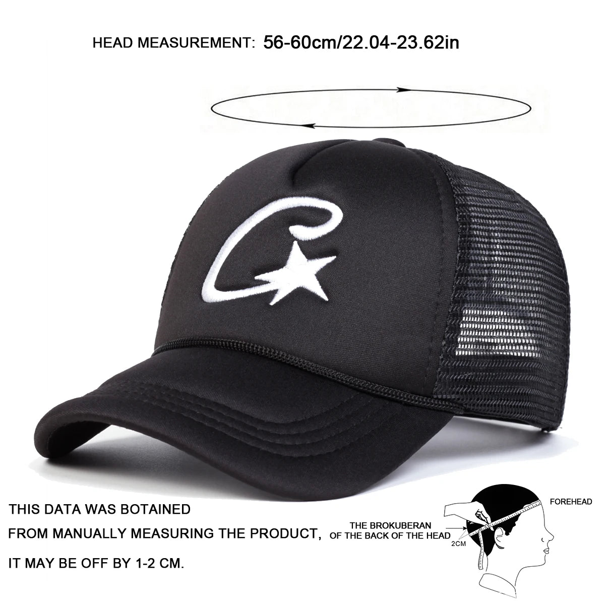 Unisex C Letter Pentagram Embroidery Baseball Caps