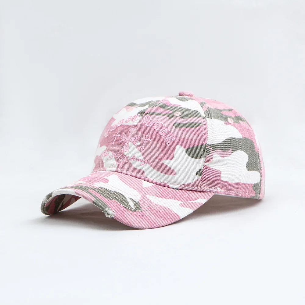 Fashionable And Retro Cross-Stitch Camouflage Baseball Cap