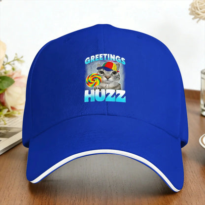 Greetings Huzz Cat Meme Baseball Cap