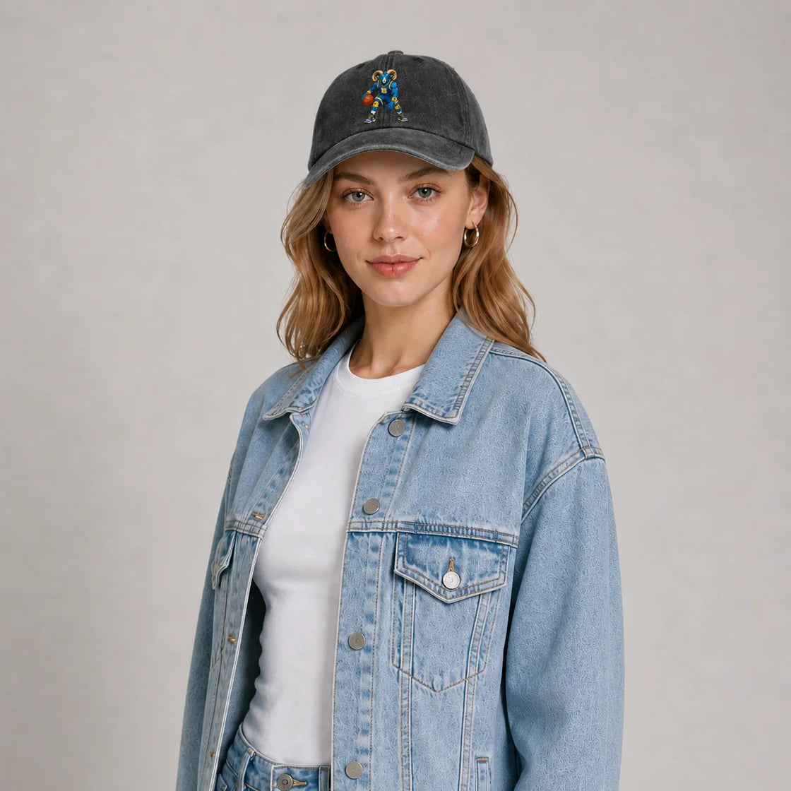 Basketball Ram Mascot Letter B Baseball Cap