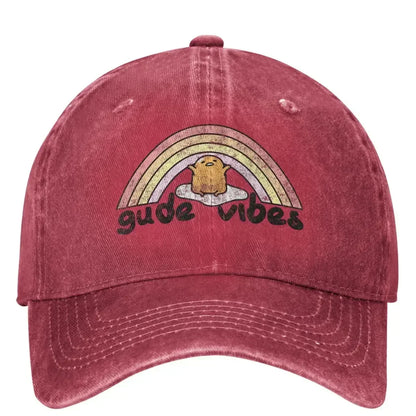 Gude Vibes Good Vibes Rainbow Washed Baseball Cap