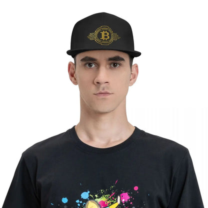 Bitcoin Crypto Currency Traders Gold Coin Snapback Cap Panama Hat