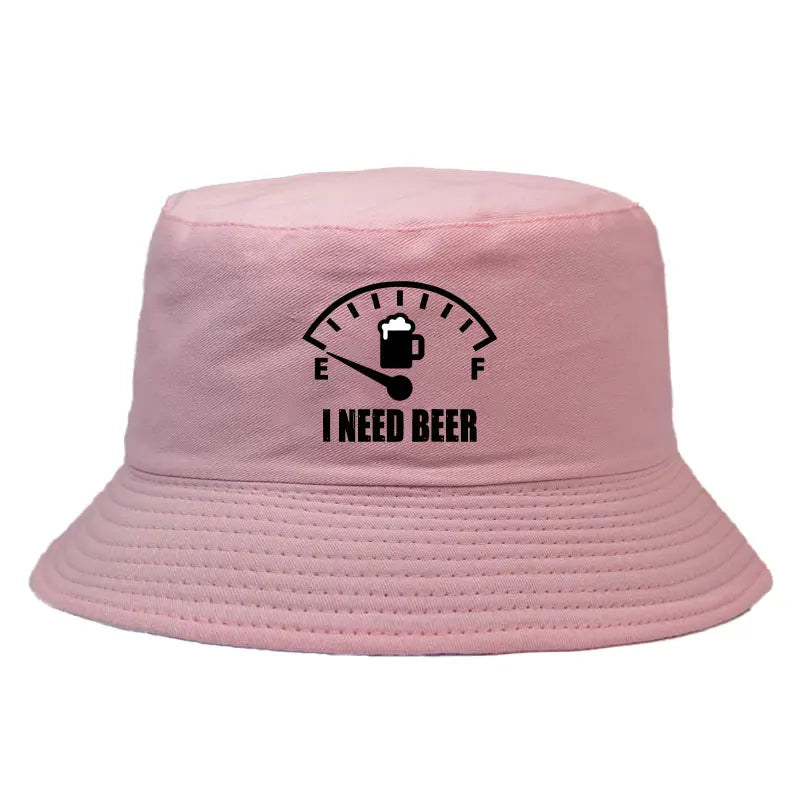 I Need Beer Printed Bucket Hat Women Men Casual Reversible Fisherman Cap