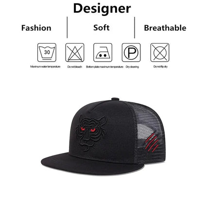 Unisex Tiger Embroidery Hip-hop Net Hats Snapback Caps