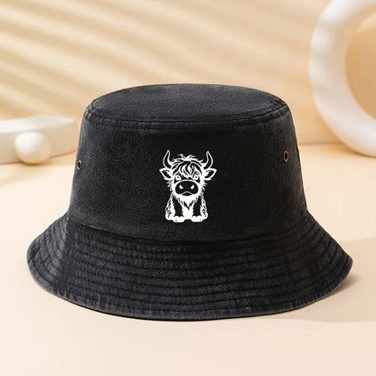 Fashionable And Versatile Scottish Cow Print Bucket Hat