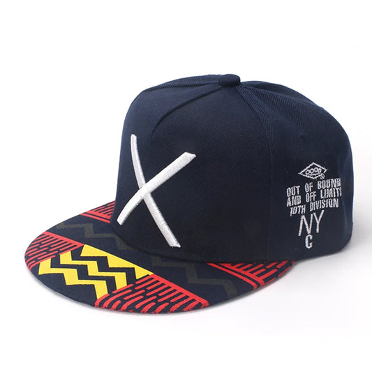 New Embroidered X Baseball Cap Outdoor Sun Block Dance Hat Hip Hop Flat Brim Hat