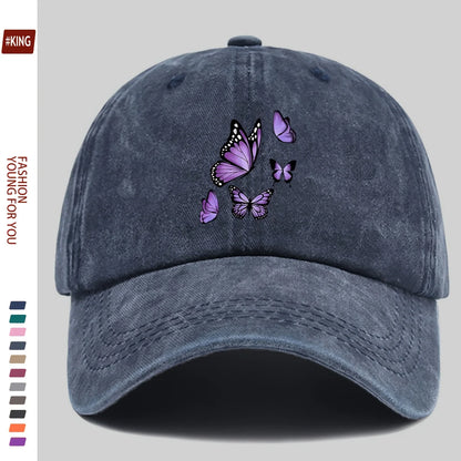 New Simple Versatile Butterfly Print Baseball Cap