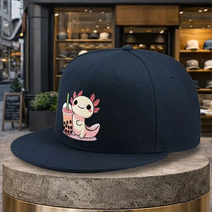 Cute Axolotl Boba Tea Kawaii Snapback Cap