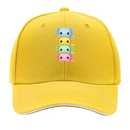 Cute Pastel Axolotl Friends Stack Sandwich Baseball Cap