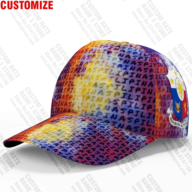 Philippines Baseball Caps Free Custom Name Team Logo Ph Hats Phl Country Travel Pilipinas Nation Filipino Flag