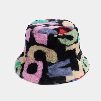 Womens Colorful Digital Print Fisherman Hat Autumn Winter Wide