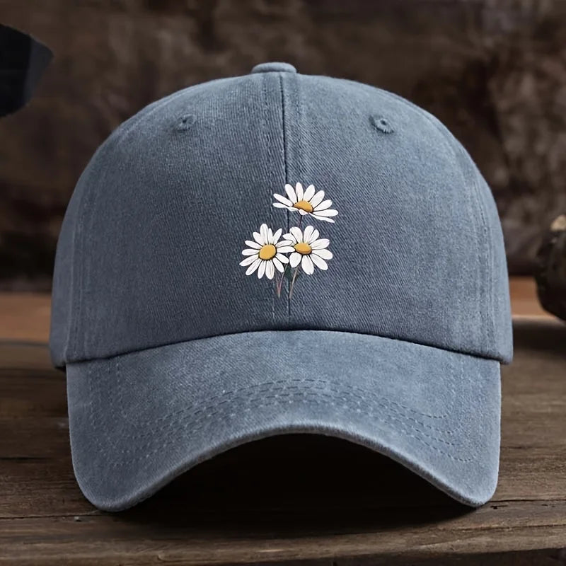Three Daisy Print Baseball Caps