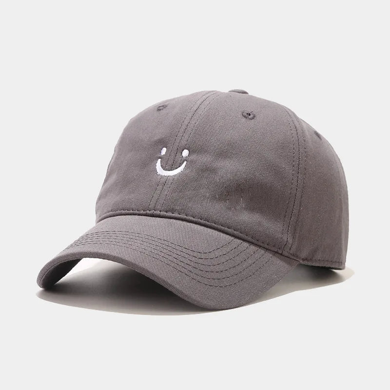 Soft Cotton Baseball Cap for Women Men Smile Face Embroidery