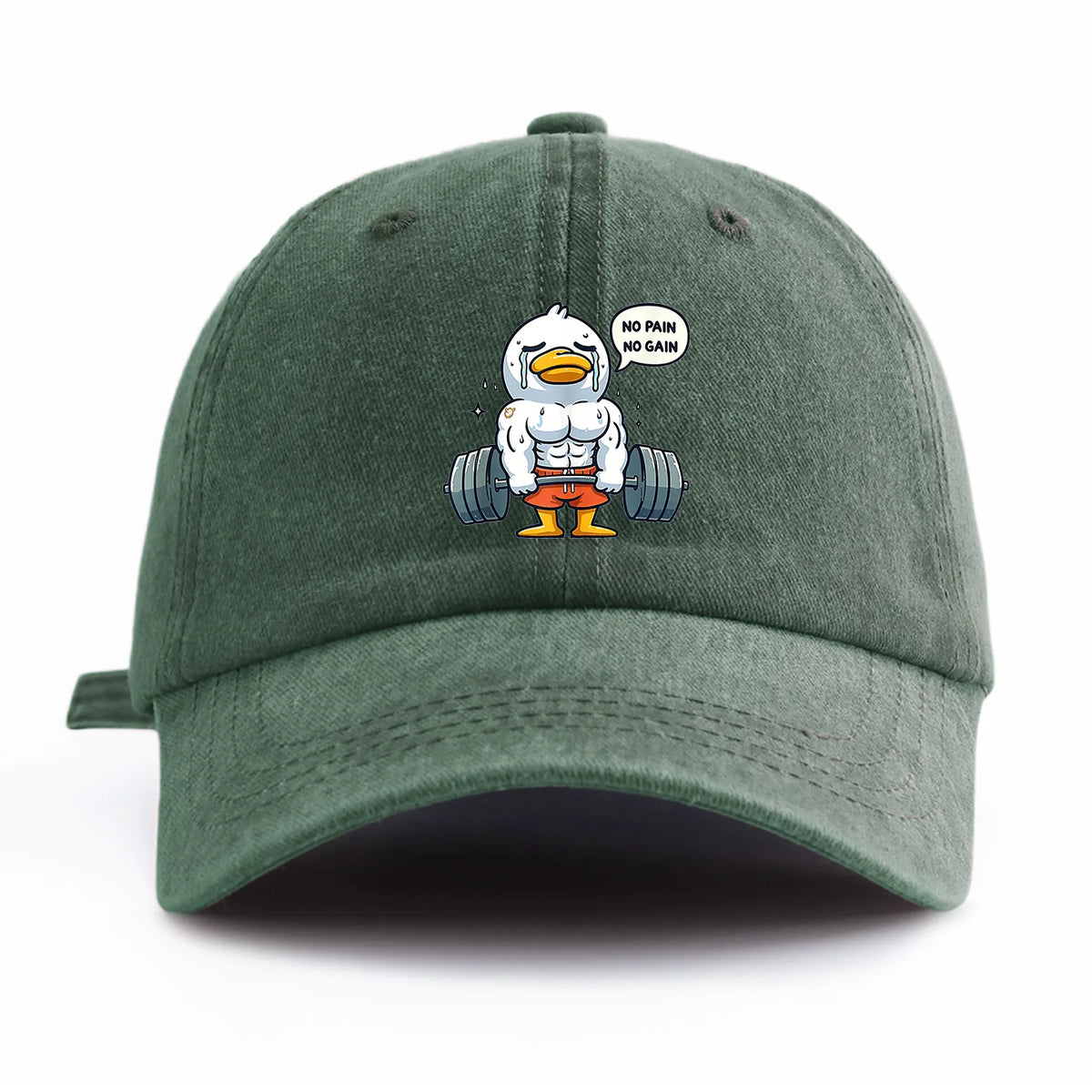 Funny Gym Duck Baseball Cap - No Pain No Gain Workout Hat
