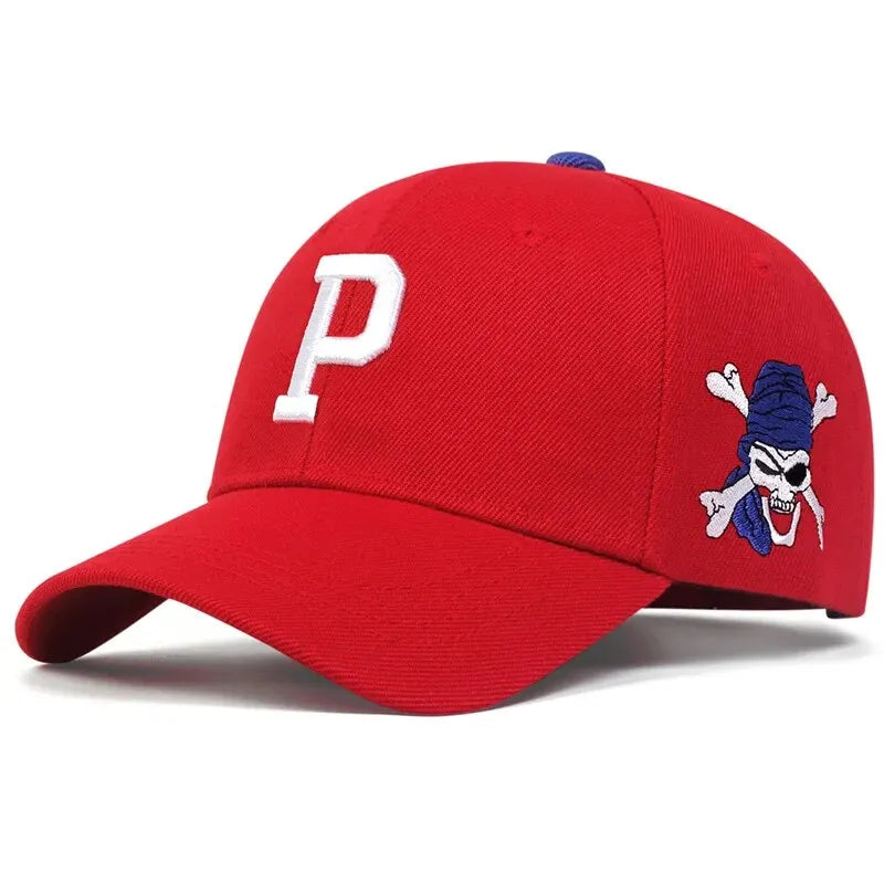 P Letter Side Pirate Embroidery Baseball Cap Men Women Trucker Caps