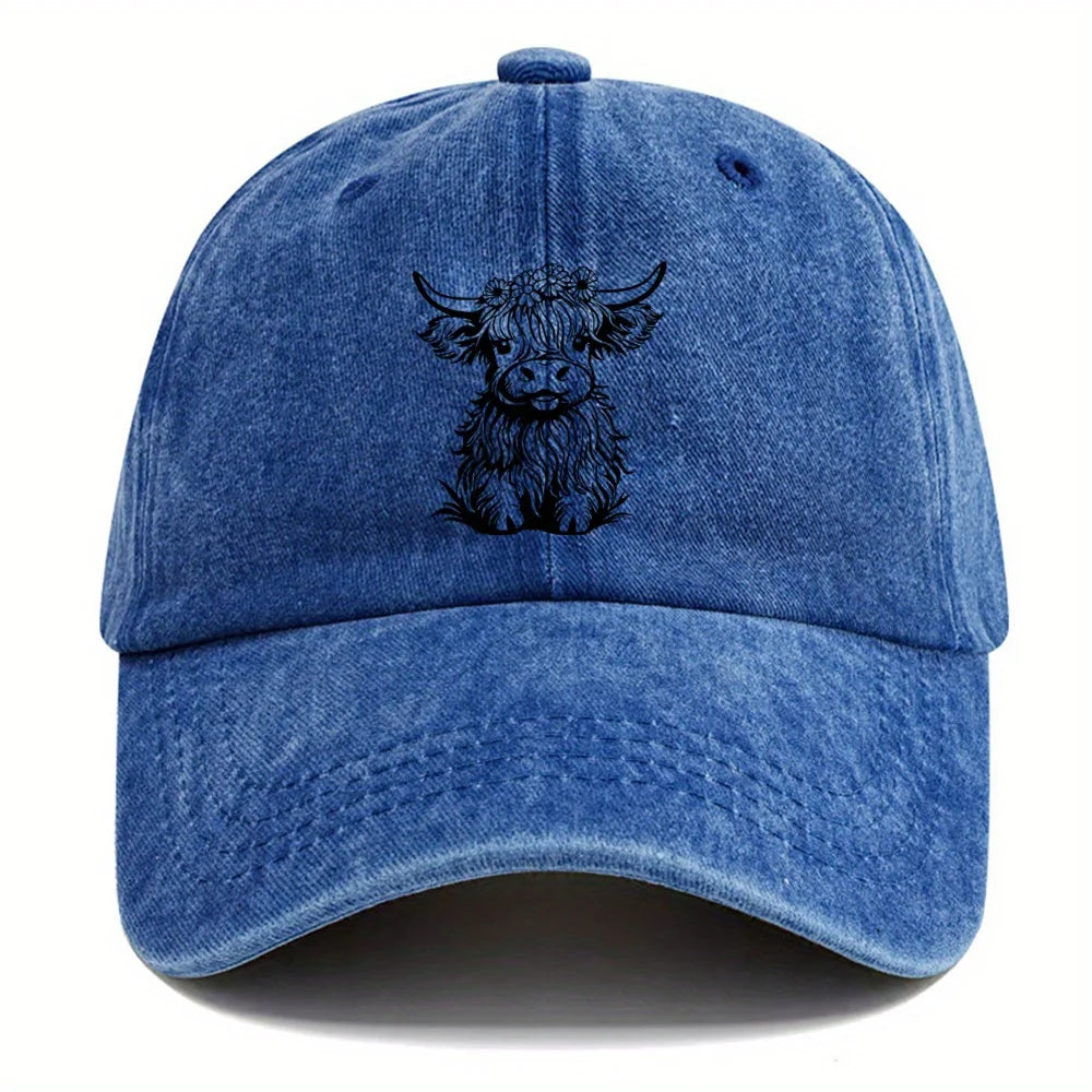 Pack Of Cartoon Calf Print Washed Vintage Soft Top Sunshade Baseball Caps