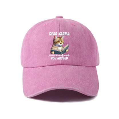 Dear Karma Cat Quote Graphic Baseball Cap