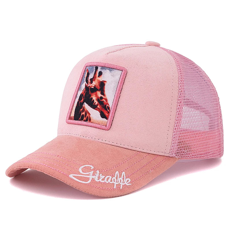 Mesh Cap Lion Pattern Patch Design Suede Hat Animal Baseball Cap