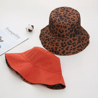 New Versatile Casual Leopard Print Bucket Cotton Breathable Reversible Bucket Hat