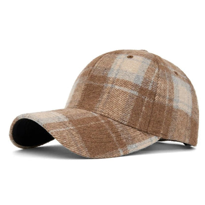 Hats For Men And Women New Classic Plaid Baseball Cap Hard-Brimmed Face-Slimming
