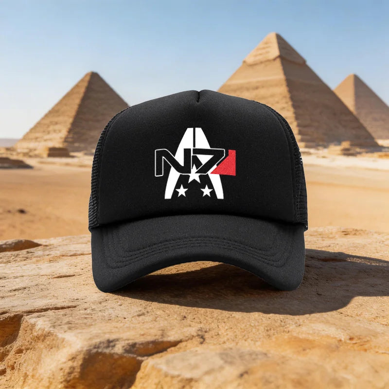 Baseball Cap Black White Red 3-Color Star