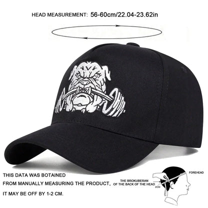 Unisex Bulldog Dumbbells Embroidery Baseball Caps
