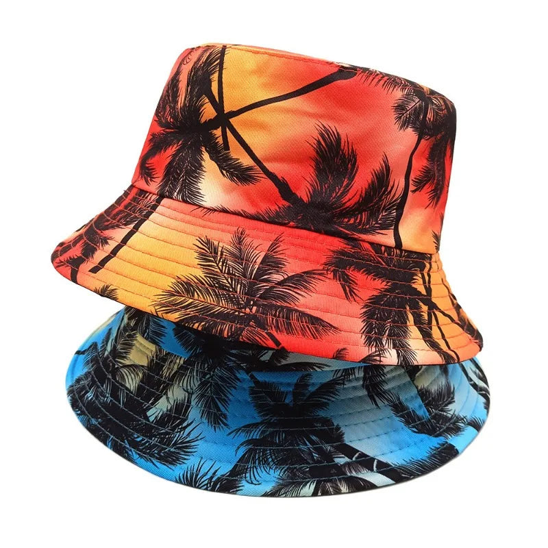 Fisherman Bucket Hat with Tropical Palm Tree Print