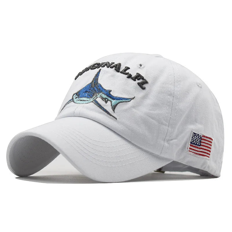 Alphabet Shark Embroidered Baseball Cap For Men And Women