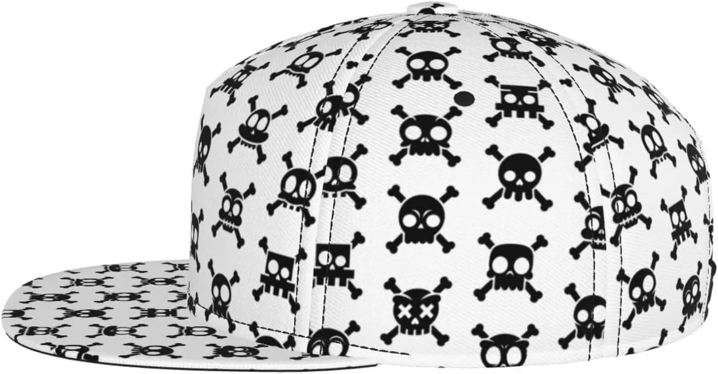 Mens Snapback Cap Cartoon Skull Funny