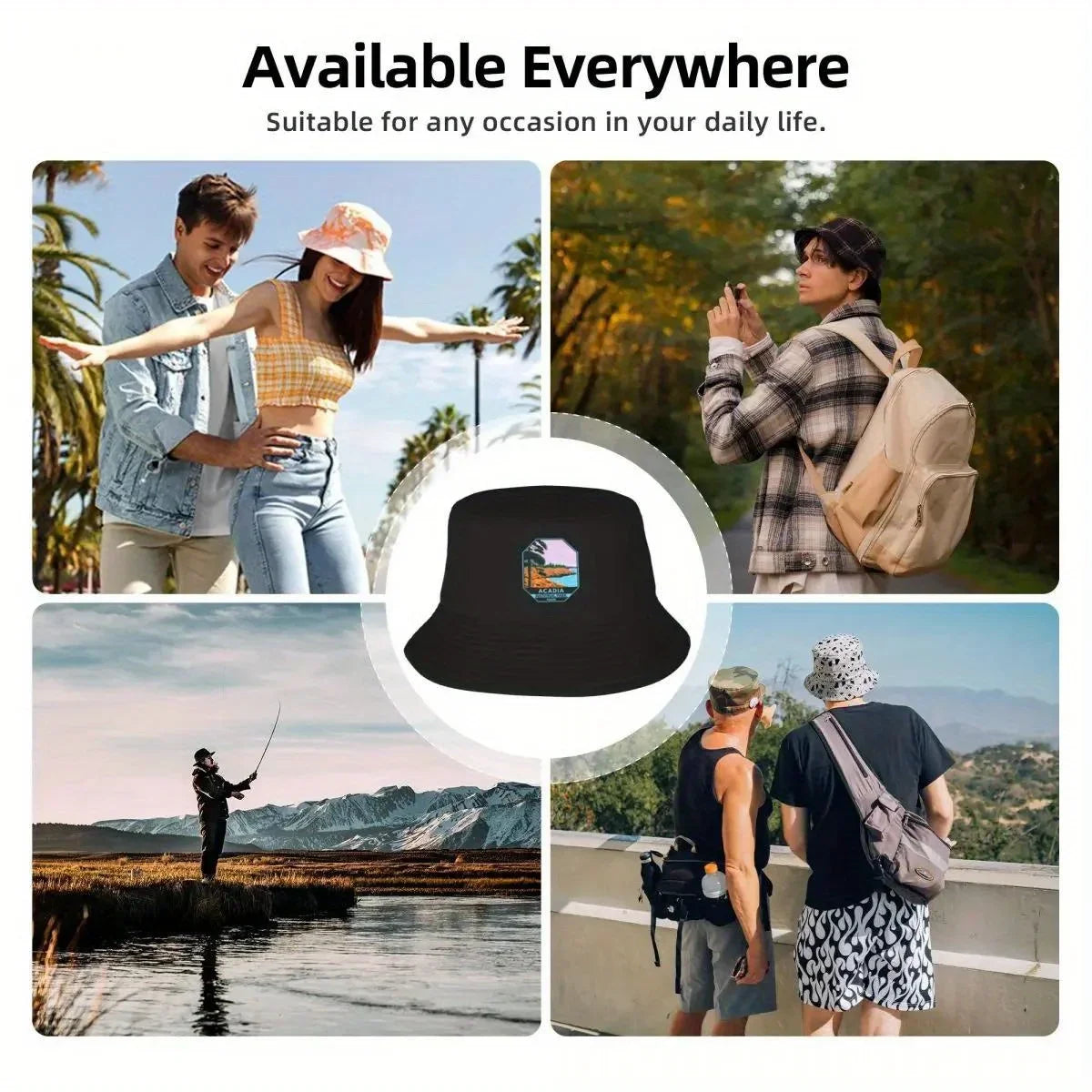 Acadia Park Maine Bar Harbor Emblem Bucket Hat