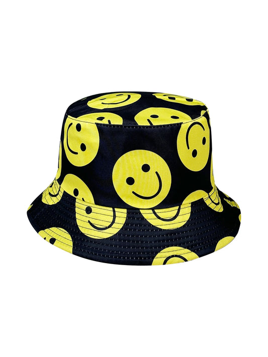 Smiley Face Expression Fisherman Hat Foldable Stylish Bucket Hat