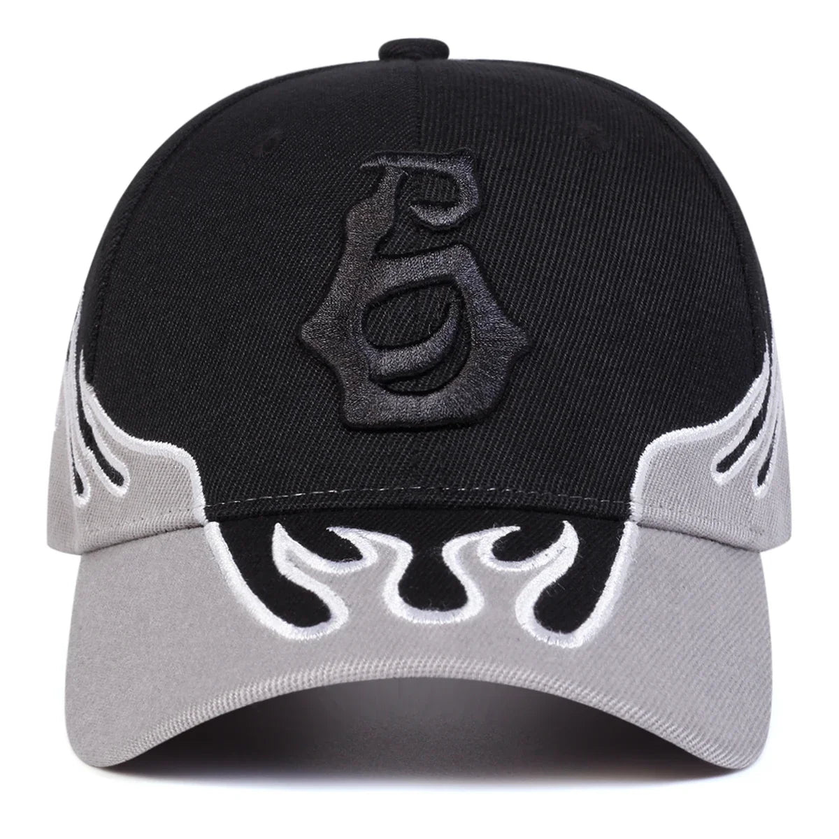 Unisex Flame Embroidery Letter Baseball Caps