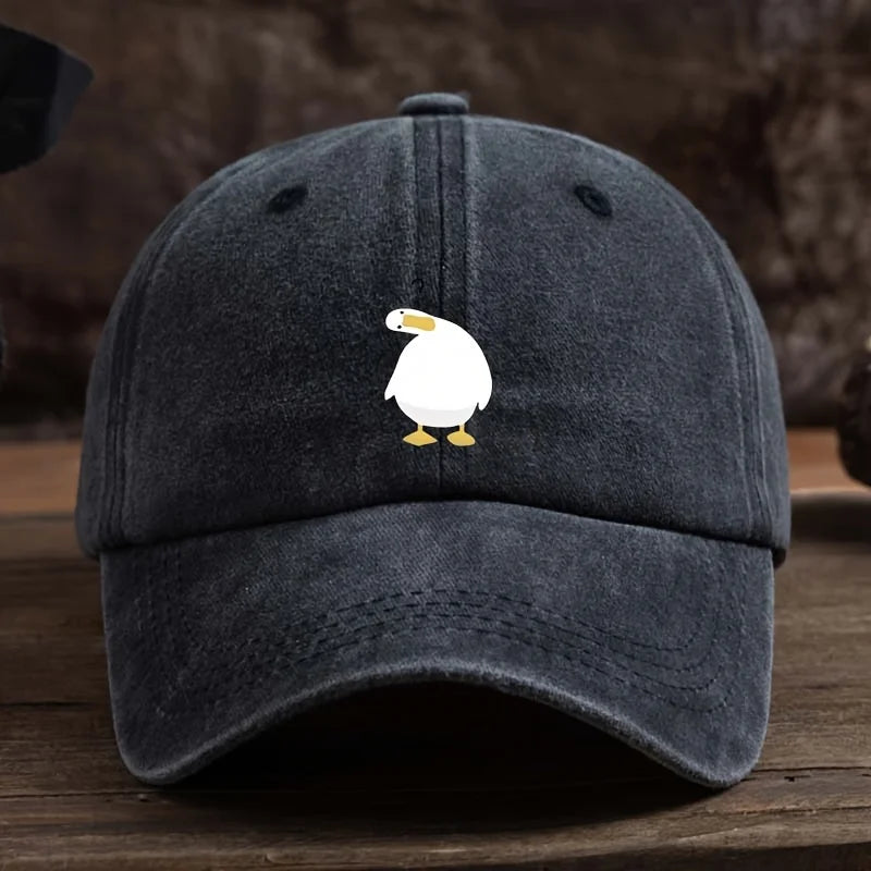 Cute Duck Print Baseball Cap With Adjustable Snap Button