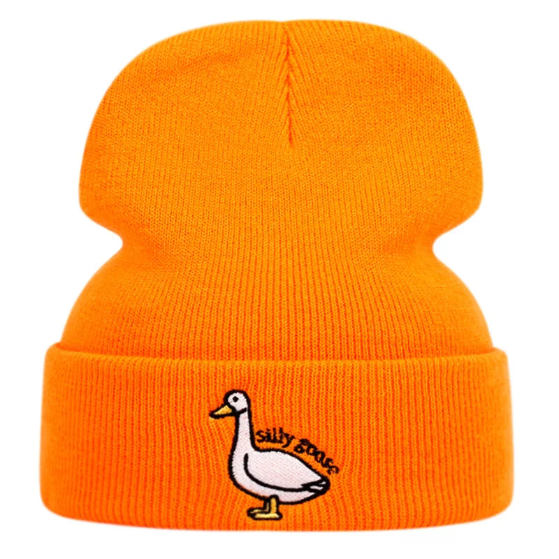 Cute Duck Embroidered Knitted Hat, Warm For Men and Women In Autumn And Winter