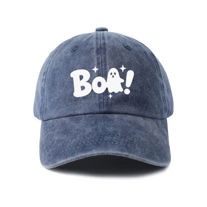 Vintage Washed Boo Ghost Quote Graphic Baseball Cap