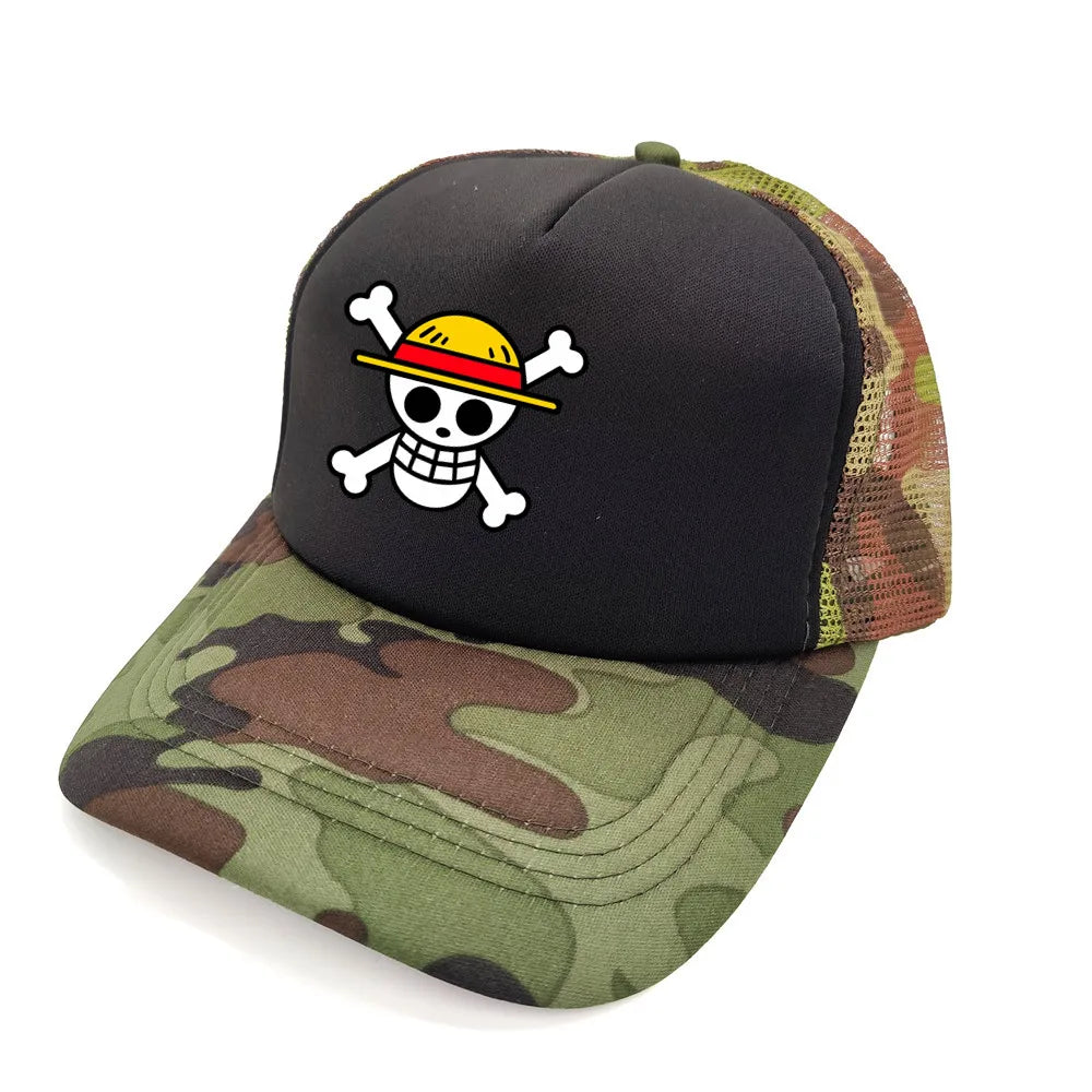 Monkey D Luffy Trucker Cap Men Anime One Piece Straw Hat Baseball Cap