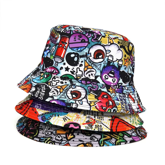 Panama Bucket Hats Animal Letter Print Fisherman Hat For Women Men