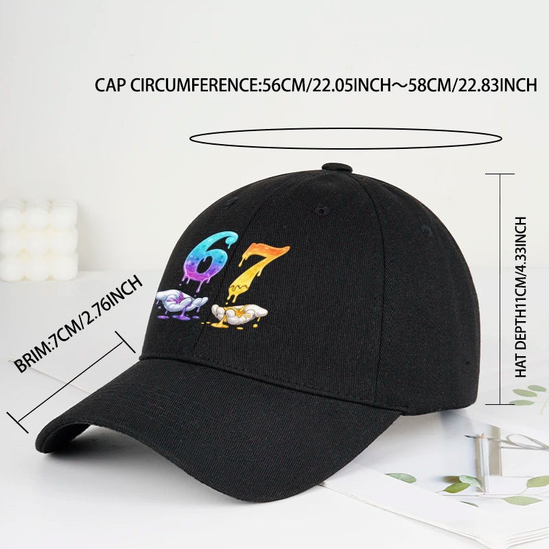 Colorful Dripping Number 67 Print Baseball Cap