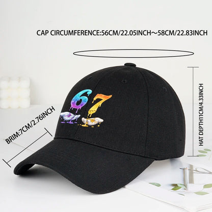 Colorful Dripping Number 67 Print Baseball Cap