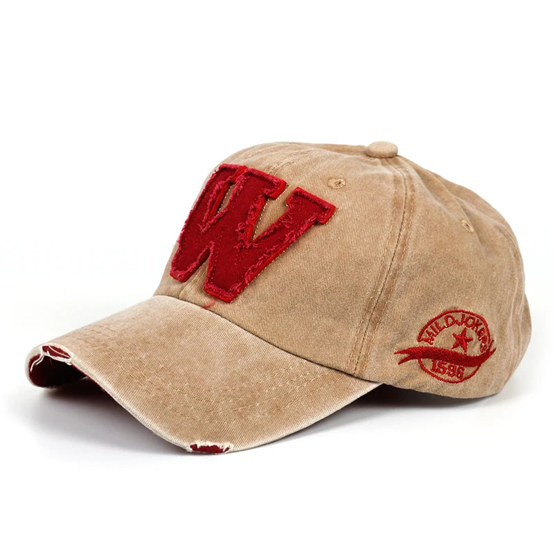 New Cotton Letter W Baseball Cap Retro Outdoor Sports Caps Women Bone Gorras Curved