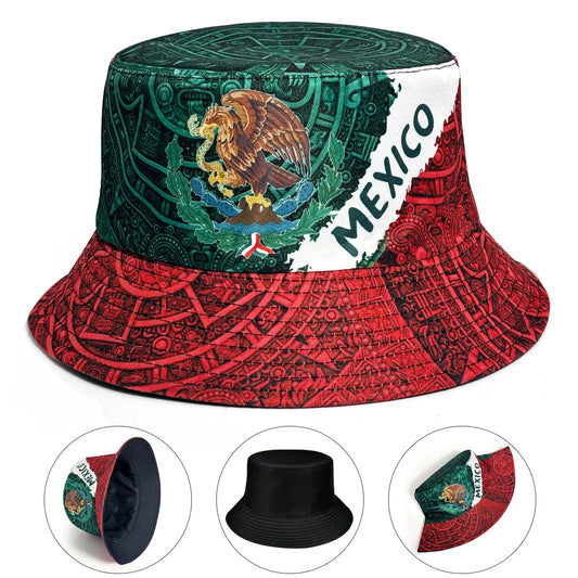 Mexican Flag Emblem Printed Bucket Hat