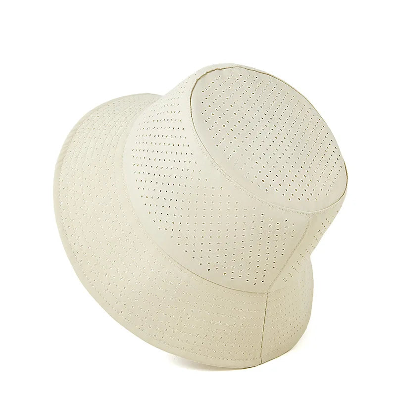 Summer Sun Hat Men Women Quick-drying Mesh Panama Cap Outdoor Flat Top Bucket Hat