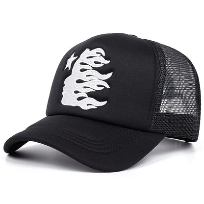 Summer Flame Star Embroidery Baseball Hat