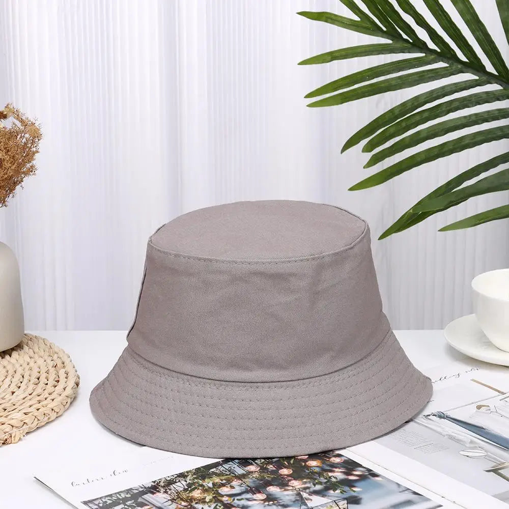 Fashion Cotton Bucket Hats Summer Foldable Sunscreen Panama Hat Solid Color