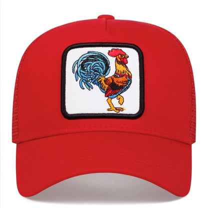 Spring New Animal Embroidery Net Rooster Hat Male and Female Animal Baseball Hat