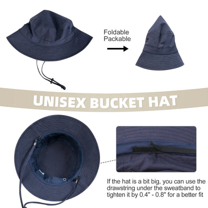 Bucket Hat with Straps Foldable Falt Top Hats